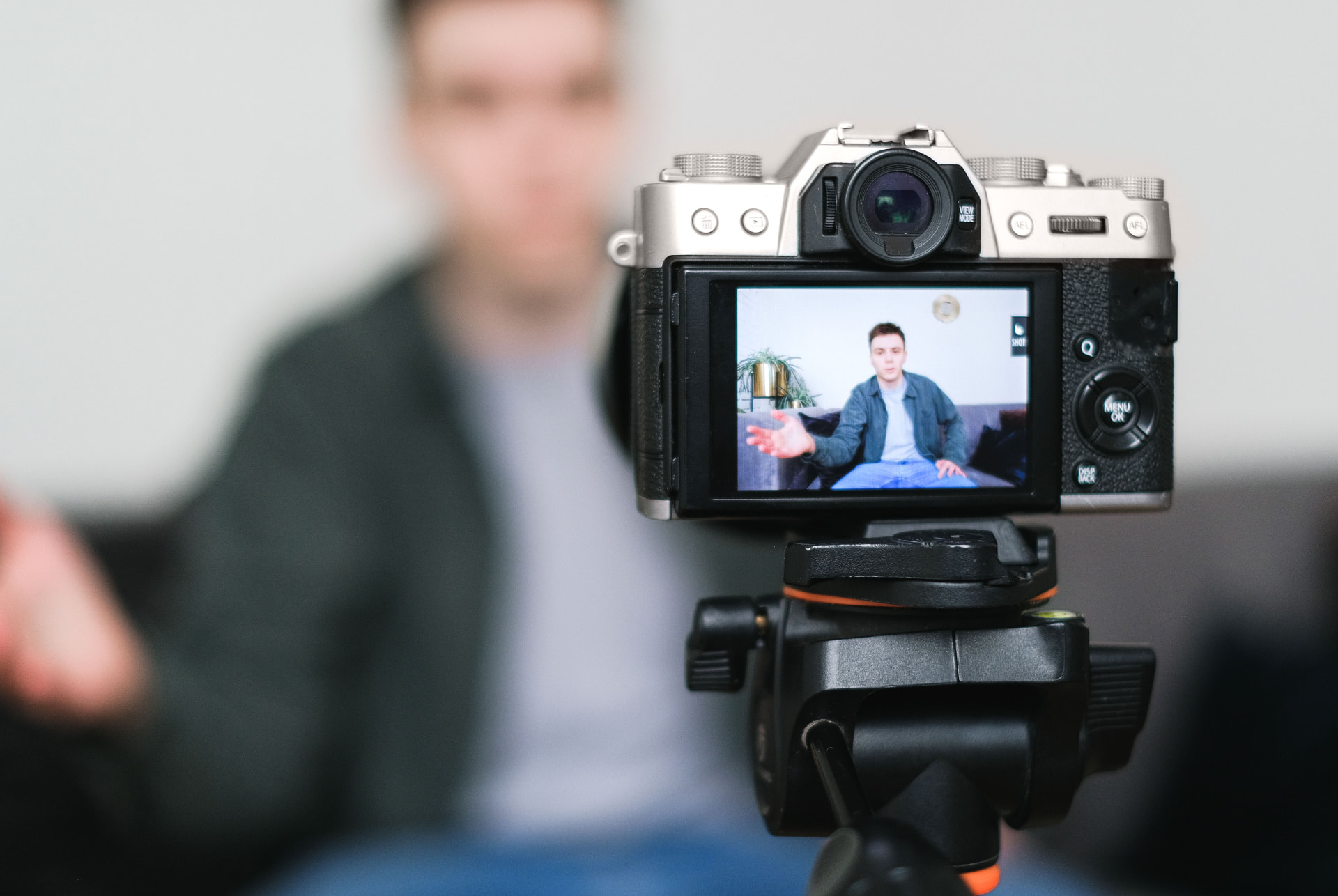 Creator filming on camera